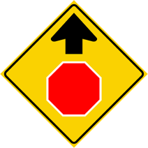 Figures of the recommended speed limit sign, recommended stop ahead sign, recommended reduced speed limit ahead sign. Figures of the recommended speed limit sign, recommended stop ahead sign, recommended reduced speed limit ahead sign.